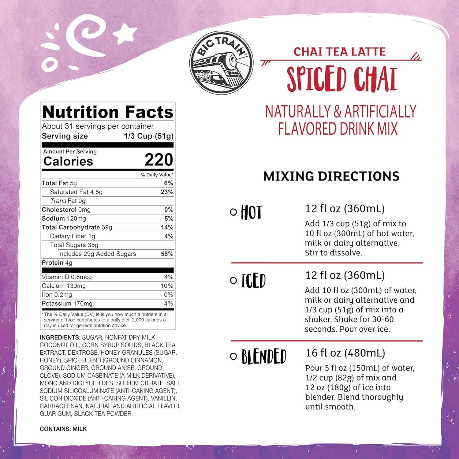 Versatile Spiced Chai Latte Powder – 56 Ounce Pack for Cozy Drinks Anytime