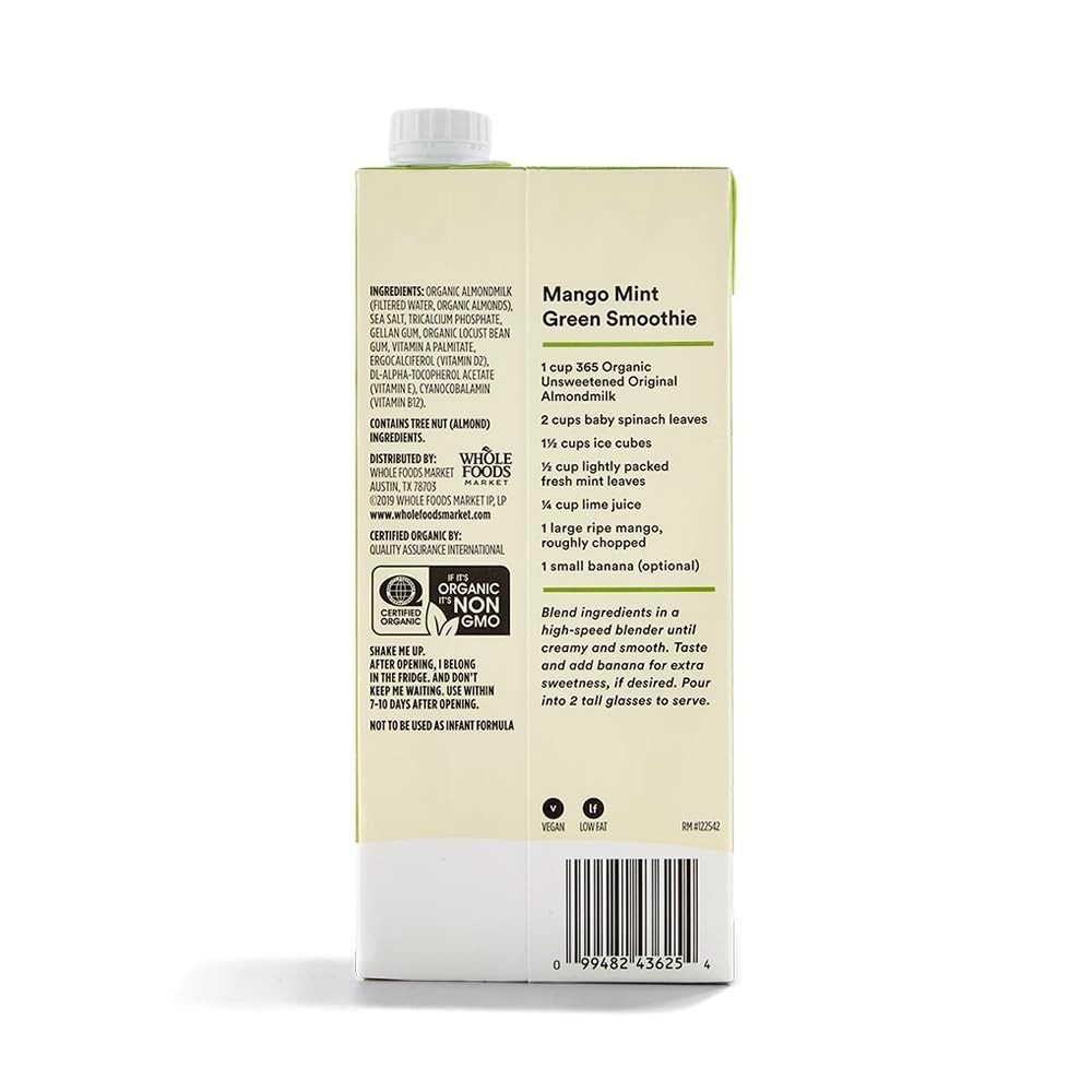 Nutrient-Rich 32 Oz Organic Unsweetened Almond Milk – Perfect Dairy Alternative