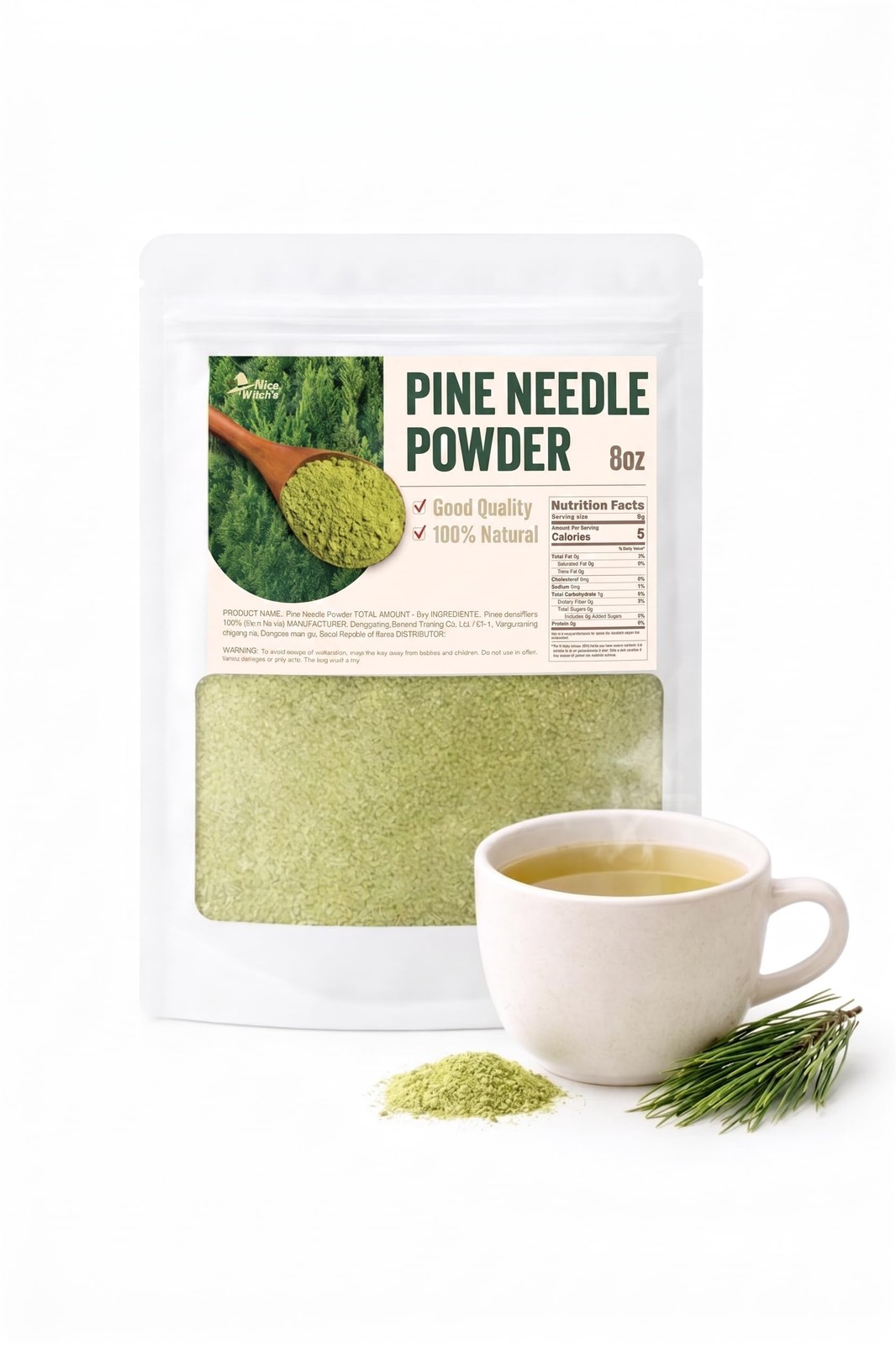 NICE WITCH’S Pine Needle Powder 8 oz (227g), 100% Korean 8 Ounce (Pack of 1)
