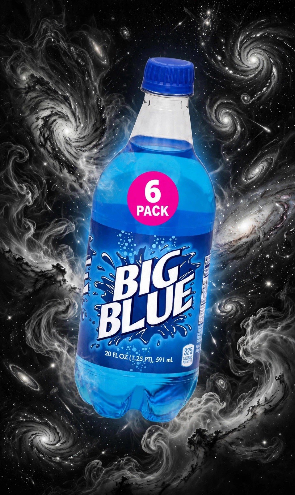 Big Blue Soda 20oz Exotic Pop 6 Pack Of Bottles ( Big Red )