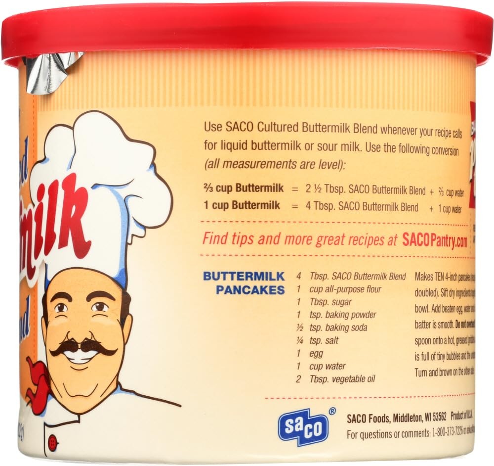 SACO Cultured Buttermilk Blend Powder 12 oz Tubs Case Box of 12 Units Exp 2030