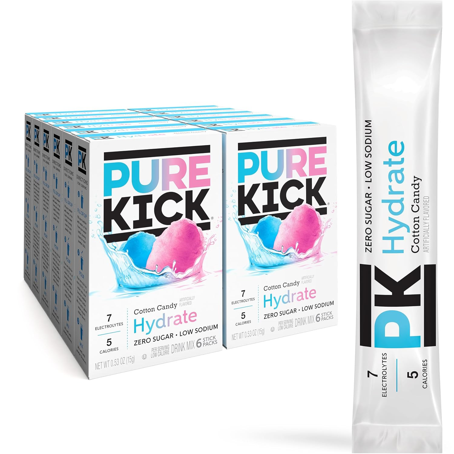 Pure Kick Hydration Singles to Go Cotton Candy 72 Packets