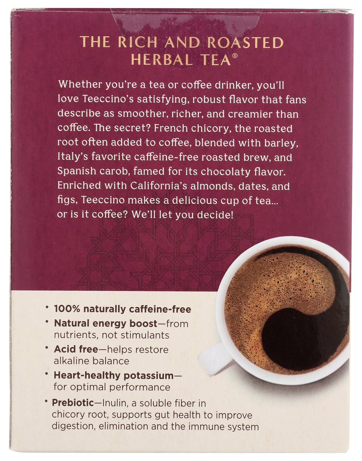 Teeccino Roasted Herbal Tea Vanilla Nut 10 Bags Coffee 6 Pack