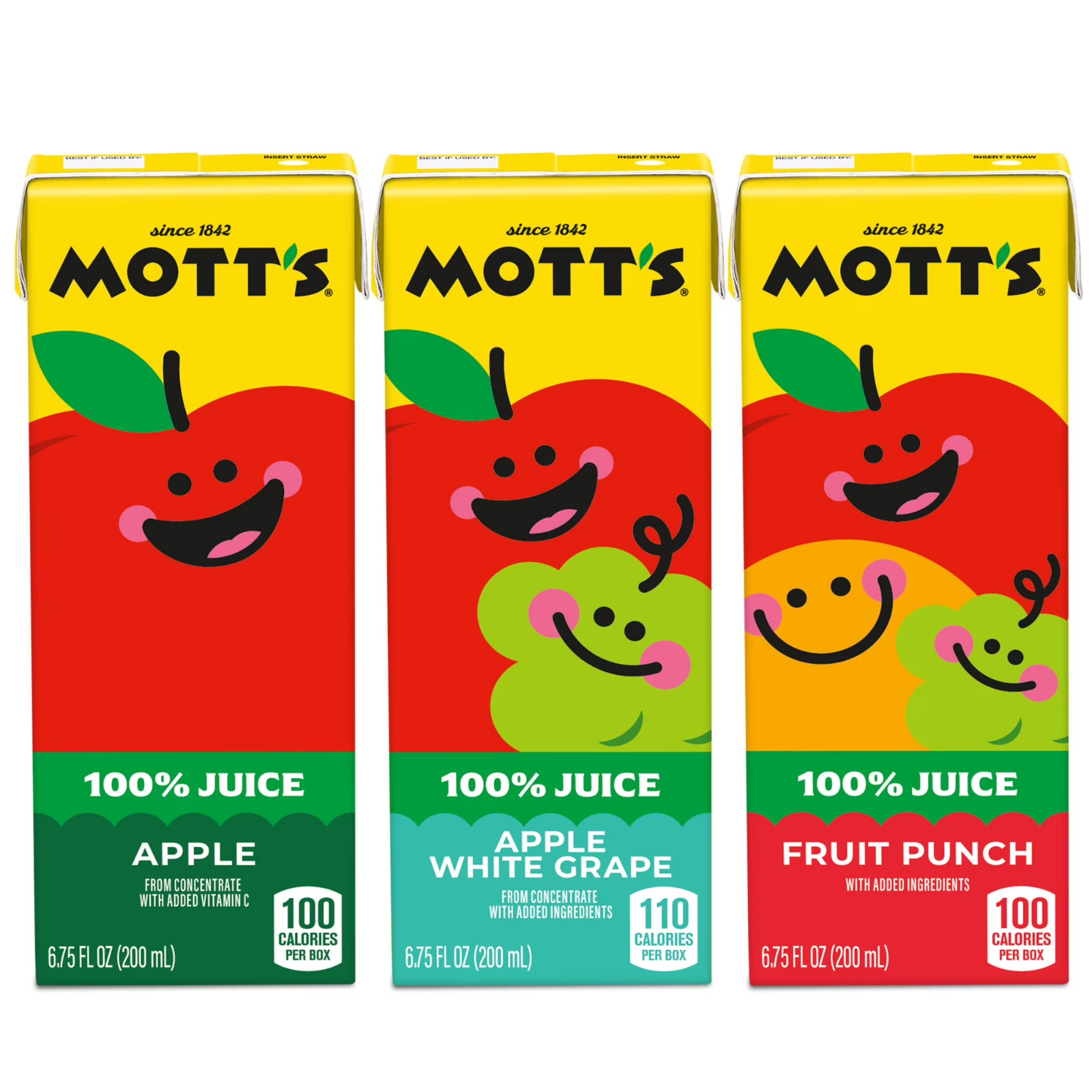 Mott’s 100% Apple Juice Variety Pack, 6.75 fl oz, 32 Count Boxes….