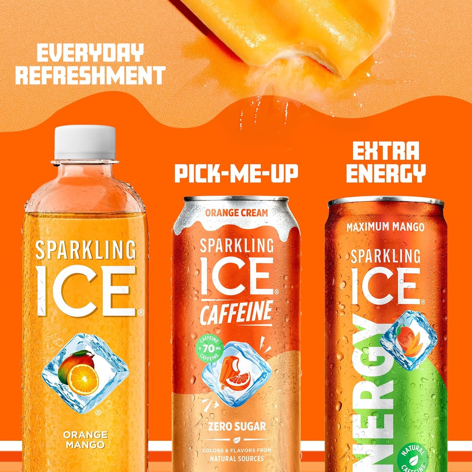 Sparkling Ice Caffeine Soda Shoppe Orange Cream Soda 12 Pack Cans 12oz