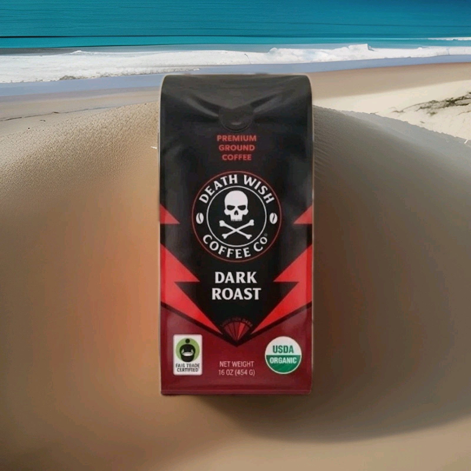 Death Wish Coffee, Organic and Fair Trade Dark Roast Ground Coffee, 16 oz