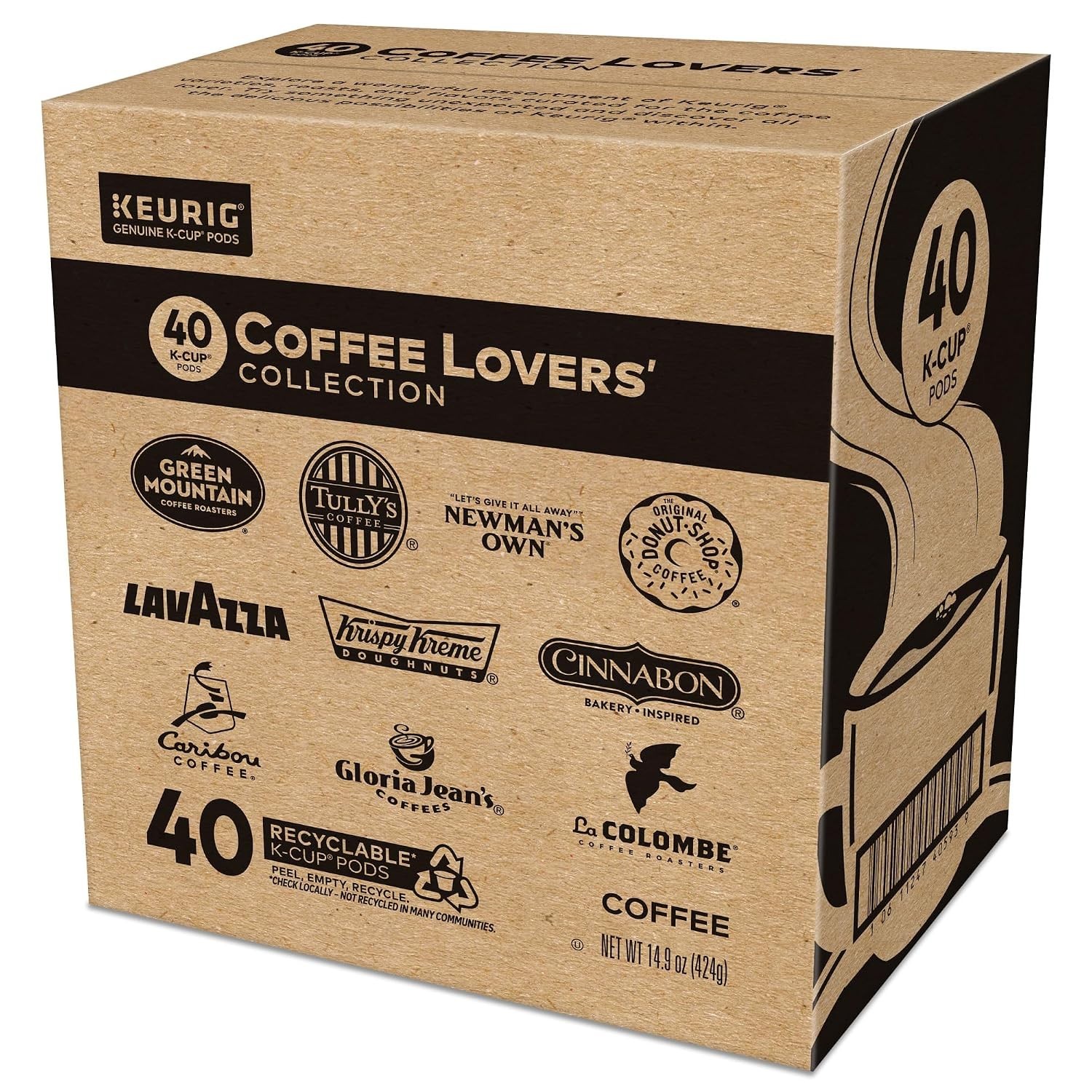 KEURIG 40 KCUP PODS COFFEE LOVERS COLLECTION CINNABON KRISPY KREME LAVAZZA NEW