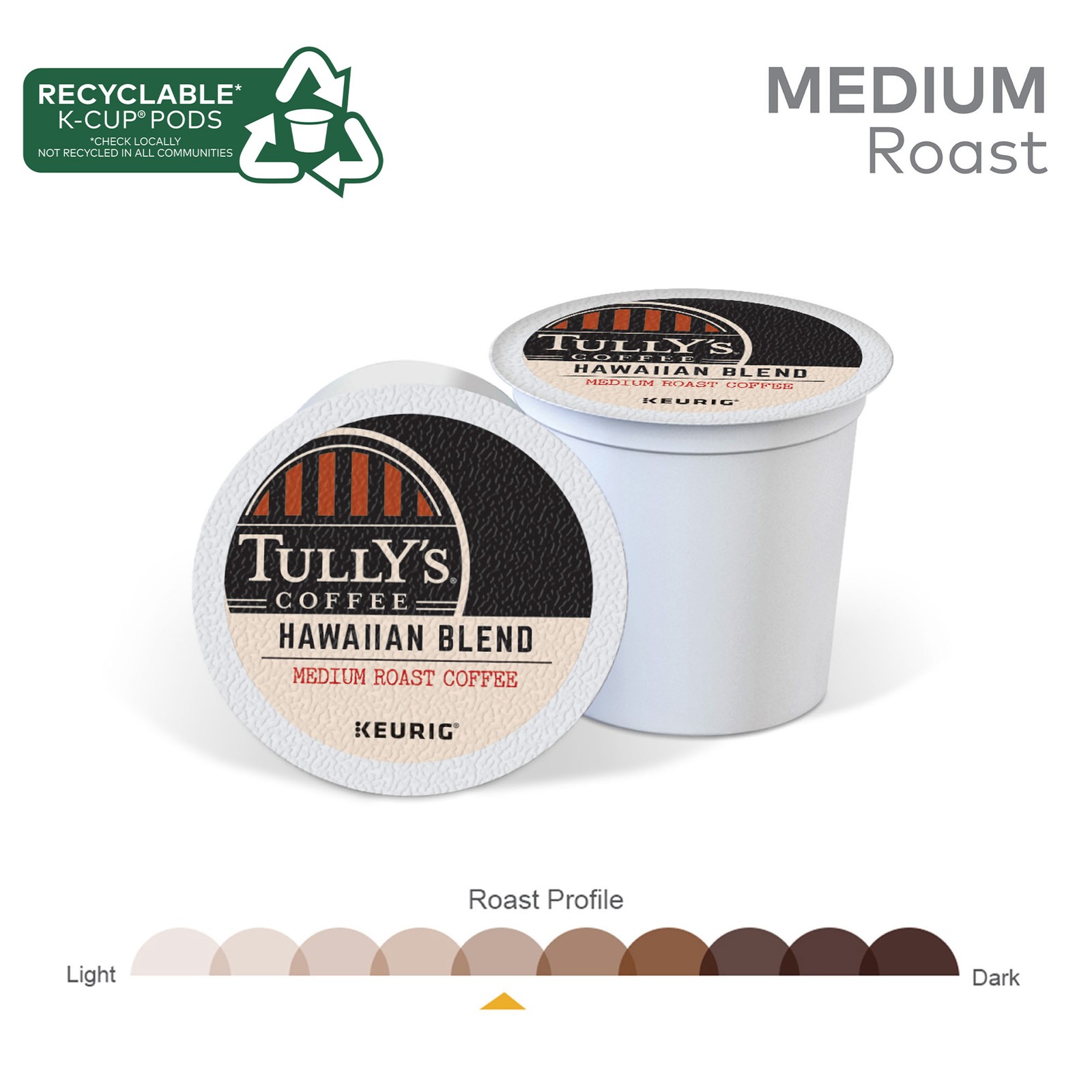 Tully’s Coffee Hawaiian Blend K-Cups, Medium Roast Coffee, 96 Count