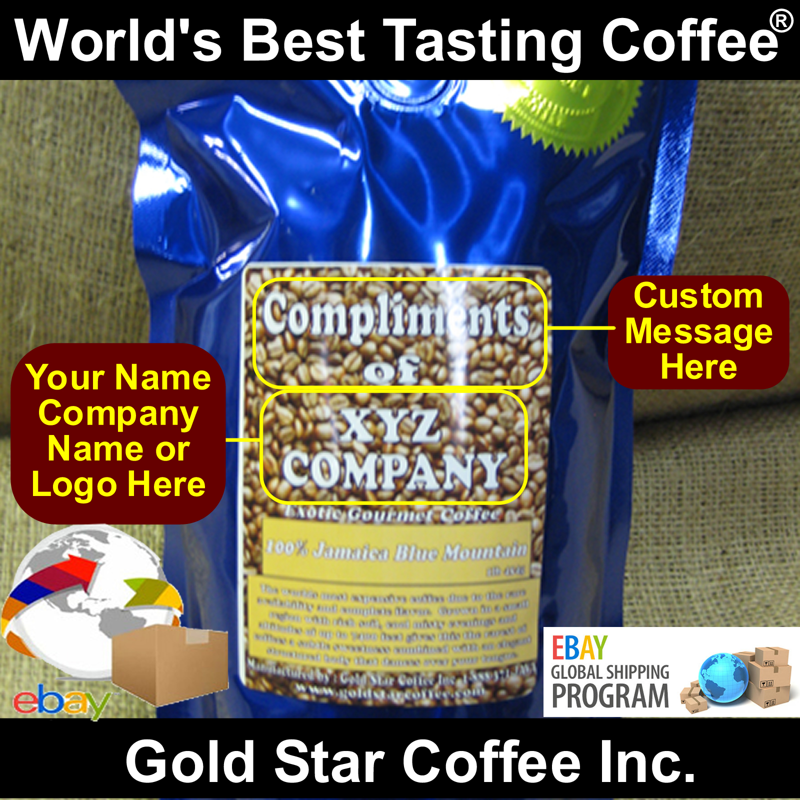 Custom Labeled Coffee – 10 lb Jamaica Jamaican Blue Mountain Roasted Fresh