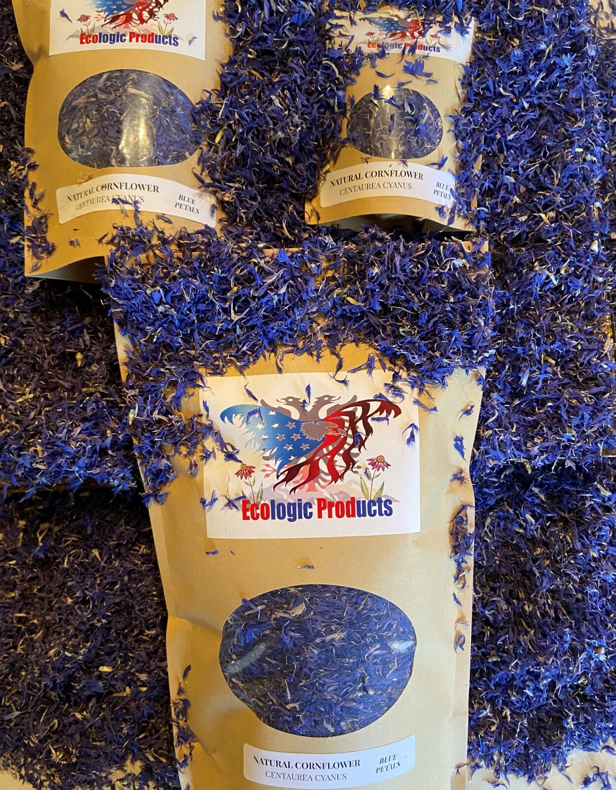 Cornflower Petals, White, Red, Purple, Blue European Natural 1-16 oz. Free Ship.