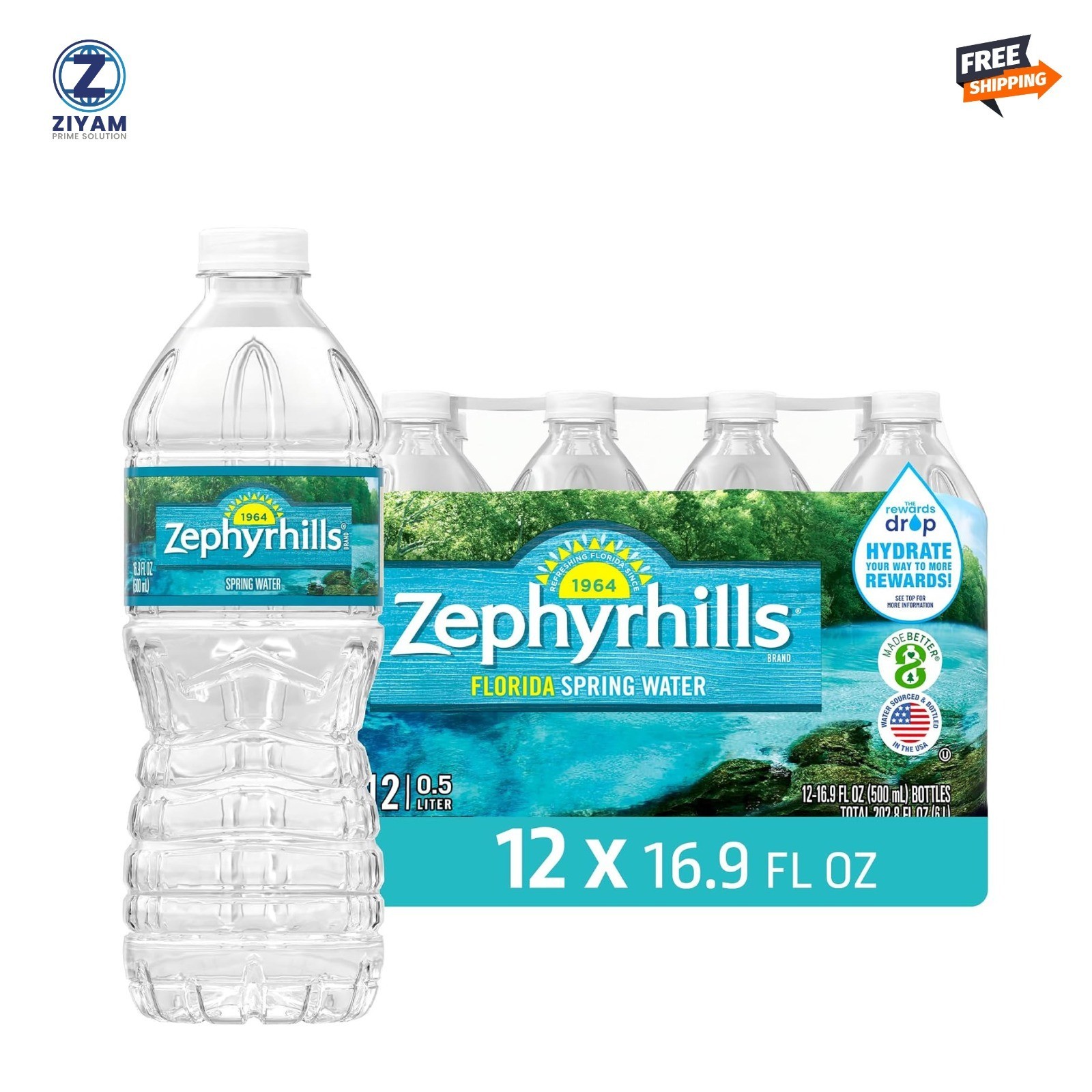 Zephyrhills Natural Spring Water – 16.9 fl oz Bottles (12 Pack)