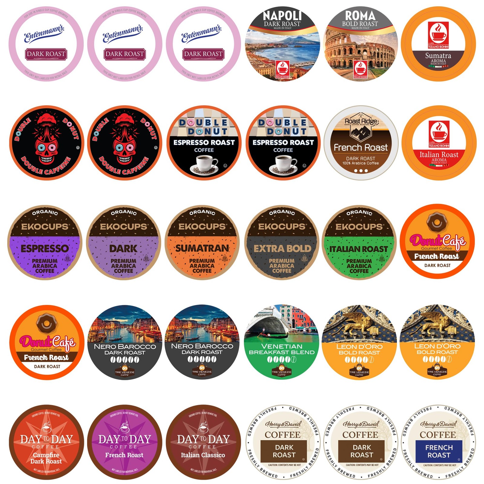 Crazy Cups Custom Variety Pack Coffee Pods | Dark Roast 30 Count (Pack of 1)