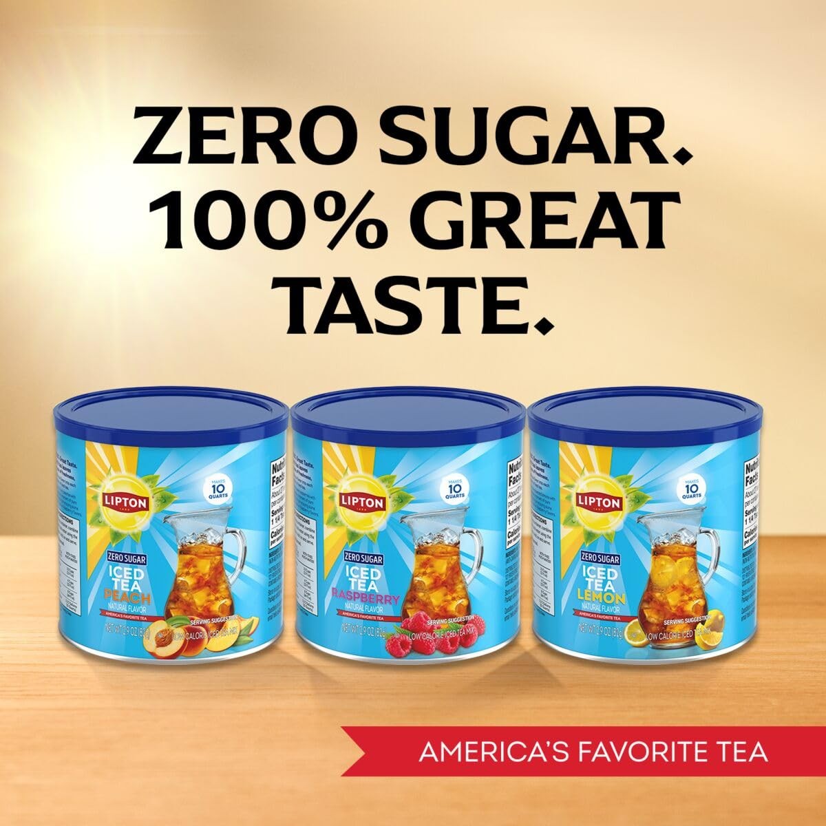 Diet Peach Iced Tea Mix – 10 Quarts Each– Z ero Sugar, Caffeinated Powder Drink
