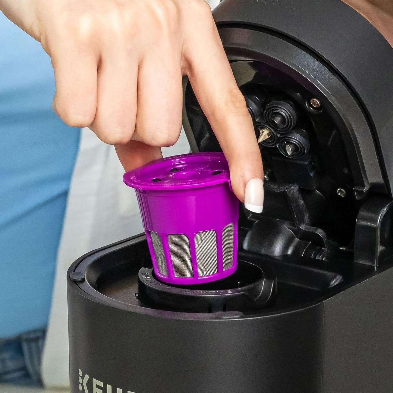 PERFECT POD Universal Café Flow, Reusable Filter Cup for Keurig® 1, Purple