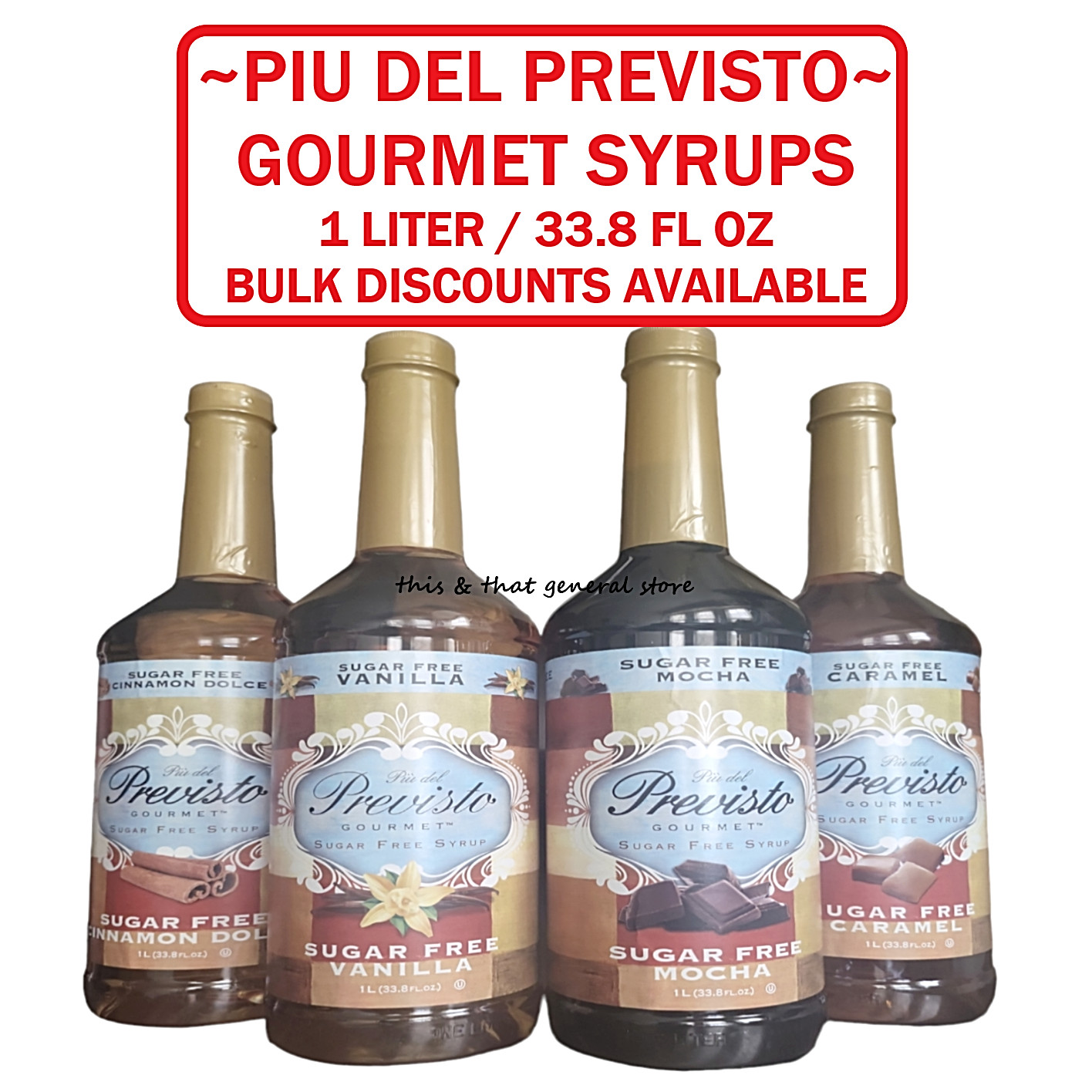 SAVE 30% OFF 1 LITER SYRUP Piu Del Previsto Gourmet KETO SUGAR FREE Flavoring