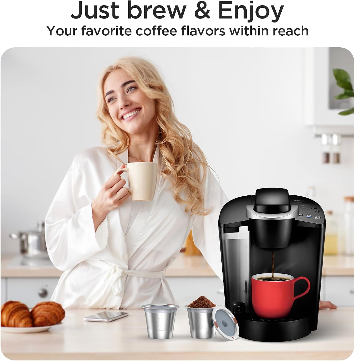 Noalto Reusable K Cups and Coffee Pods,Universal Stainless Steel K Cups for Keur