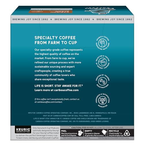 Caribou Coffee Caribou Blend Medium Roast K Cup Pods 32 Count Recyclable