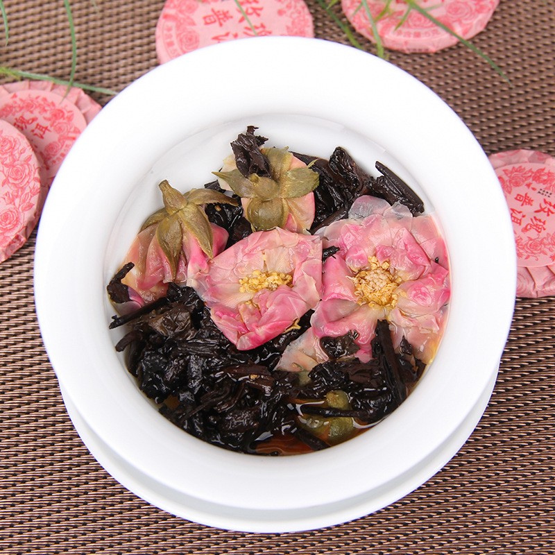 500g Yunnan Pu Erh Tea Cake Double Petaled Rose Tea Ripe Tea Small Tea Cake