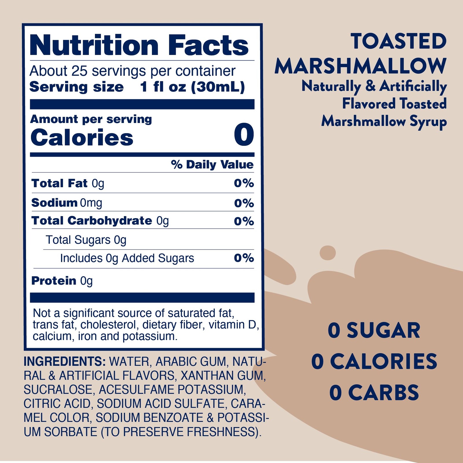 Sugar Free Coffee Syrup, Toasted Marshmallow Coffee Flavoring Syrup, Zero Cal…