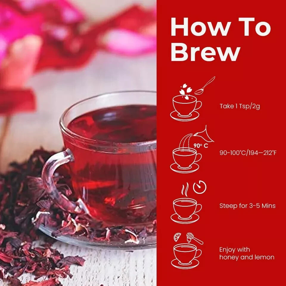 Dried Hibiscus Flowers Cut & Sifted, Flor de Jamaica, Hibiscus Tea Jamaica 100g