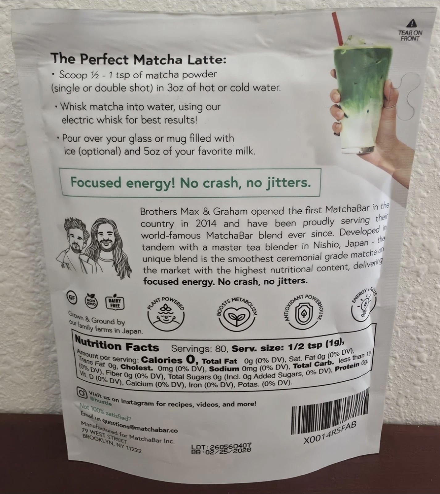 6 Pack MatchaBar Organic Ceremonial Grade Japanese Matcha Green Tea Powder 480g