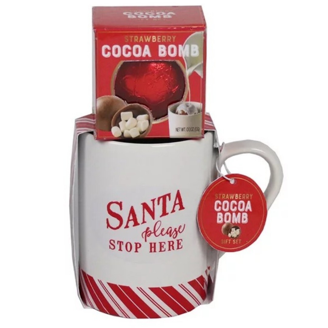 Modern Foods Christmas Santa Please Stop Here Cocoa Bomb Gift and Mug Set