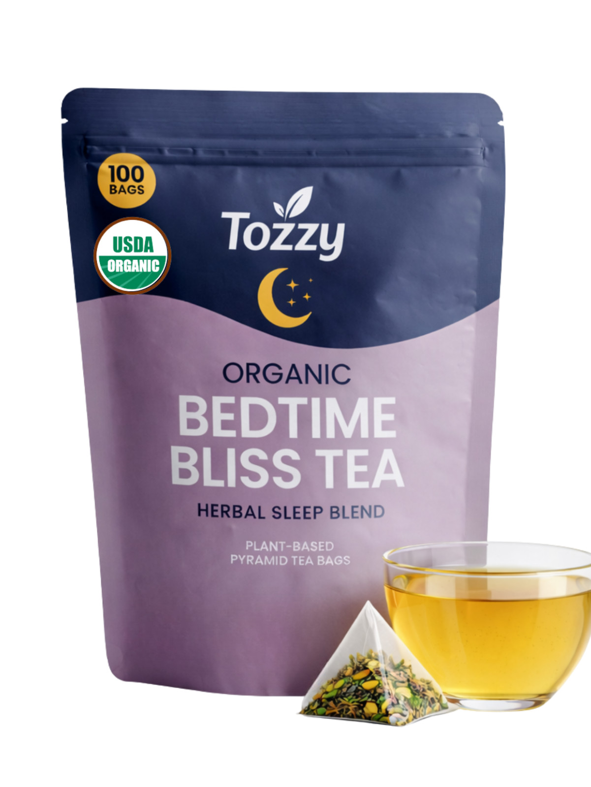 Organic Sleep Tea-Bedtime Relaxing Tea-100 Count – Plant-Based Pyramid Tea Bags