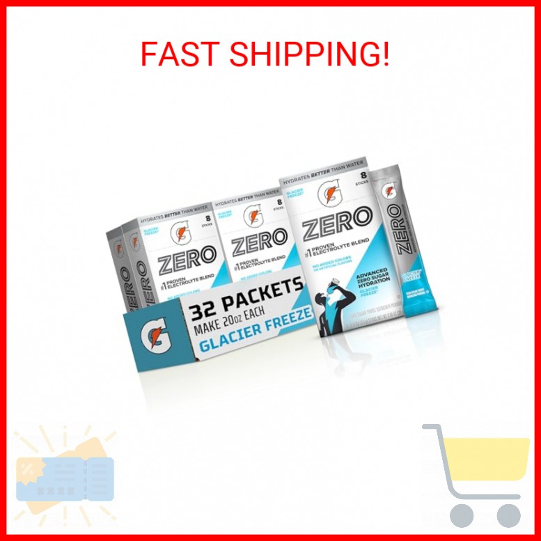Gatorade G Zero Powder Packets, Glacier Freeze (Pack of 32)