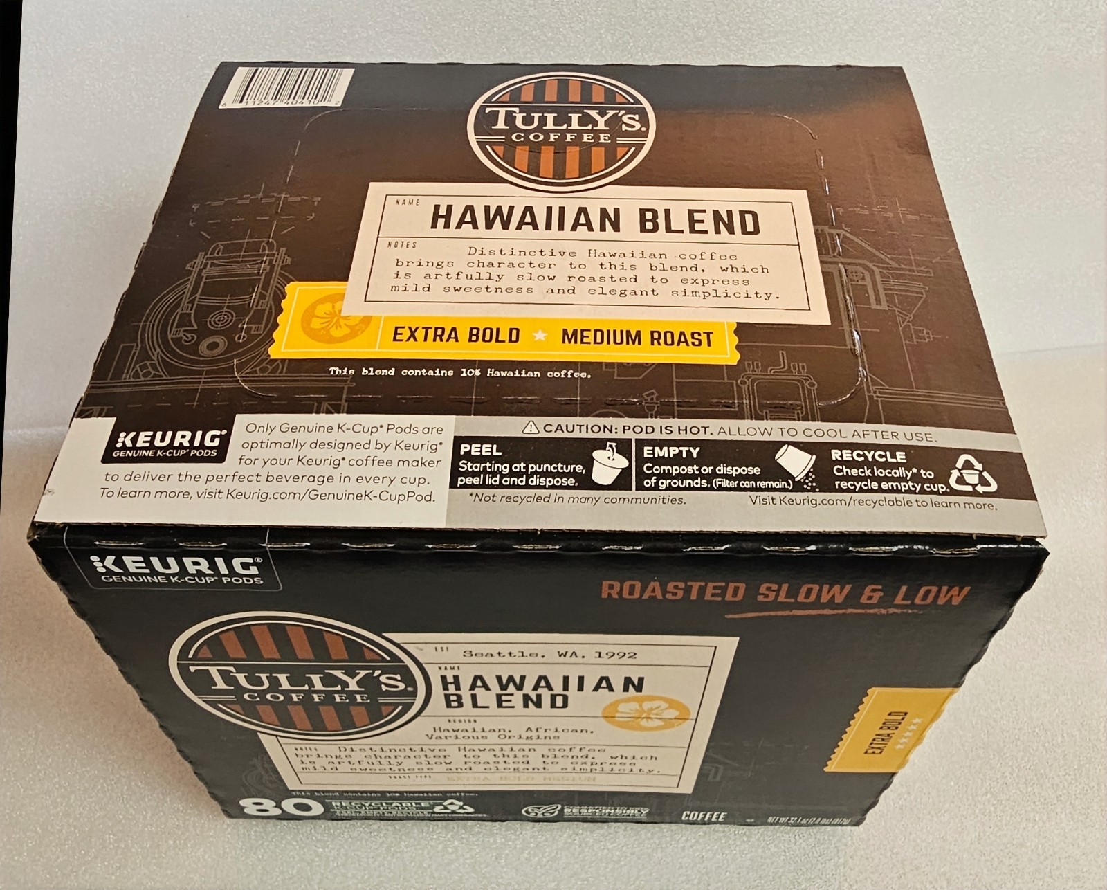 Tully’s Coffee Extra Bold Medium Roast K-Cup Pods, Hawaiian Blend 80 Count, Read
