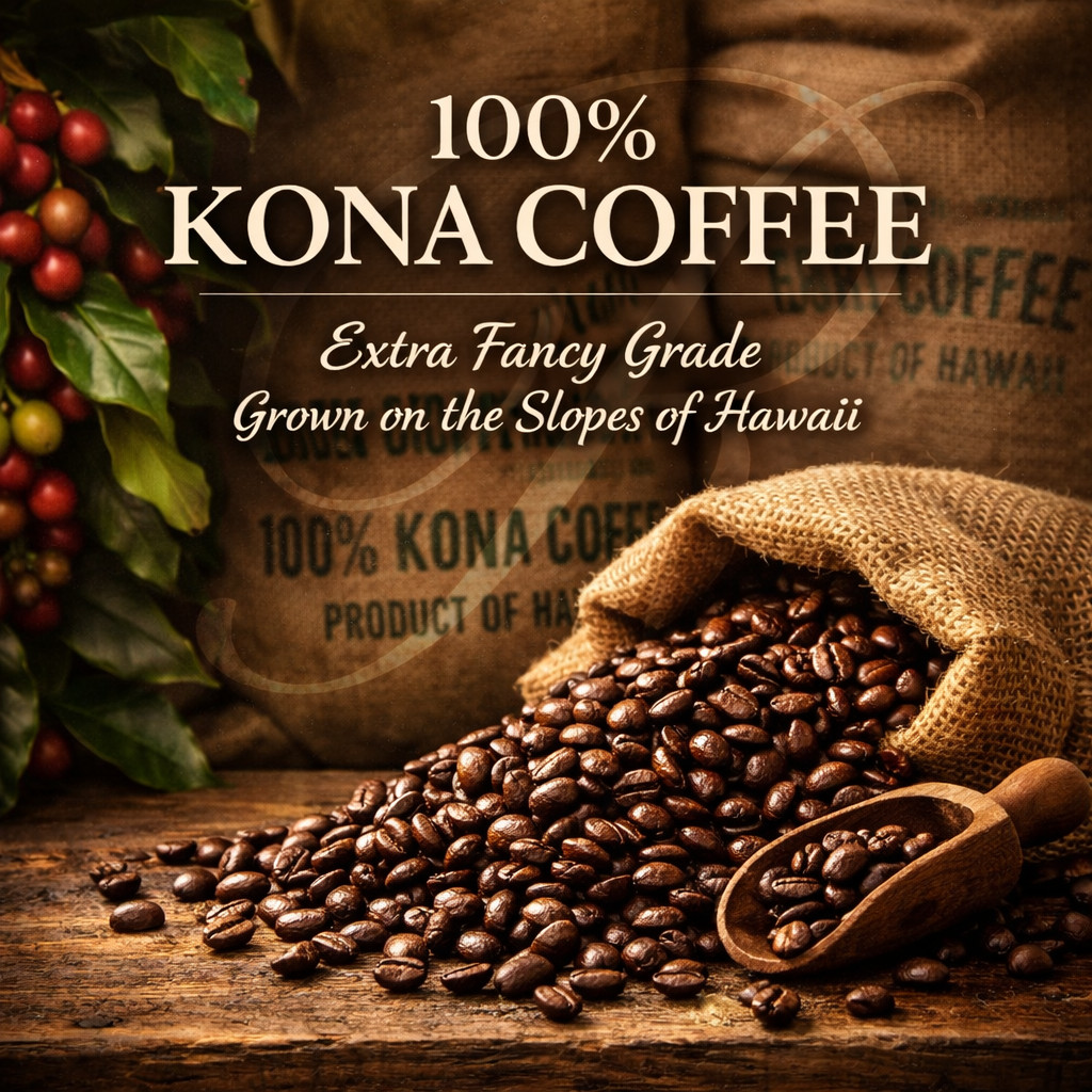 100% HAWAIIAN KONA COFFEE, GENUINE, FRESH ROASTED TO ORDER , 1-20 LBS X 1 LB BAG