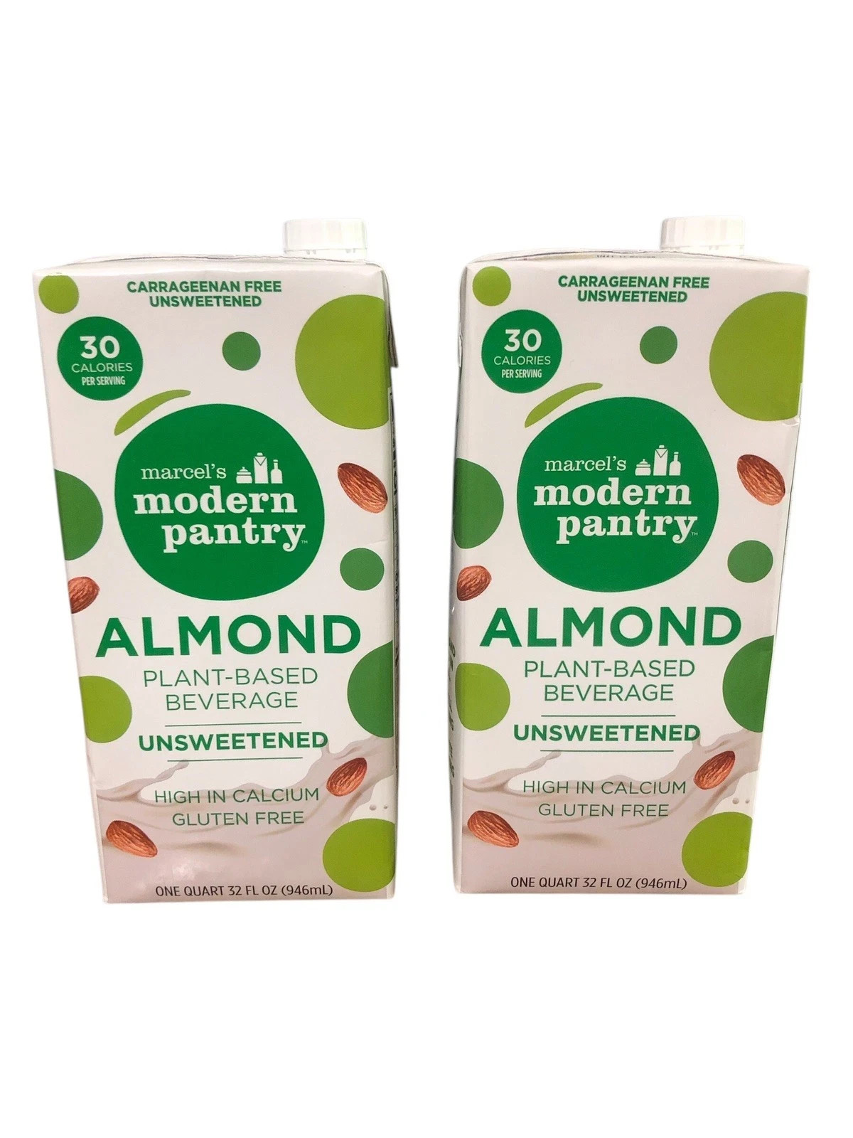 Marcel’s Modern Pantry Unsweetened Plant-Based Almond Milk 32 FL OZ. (X2)