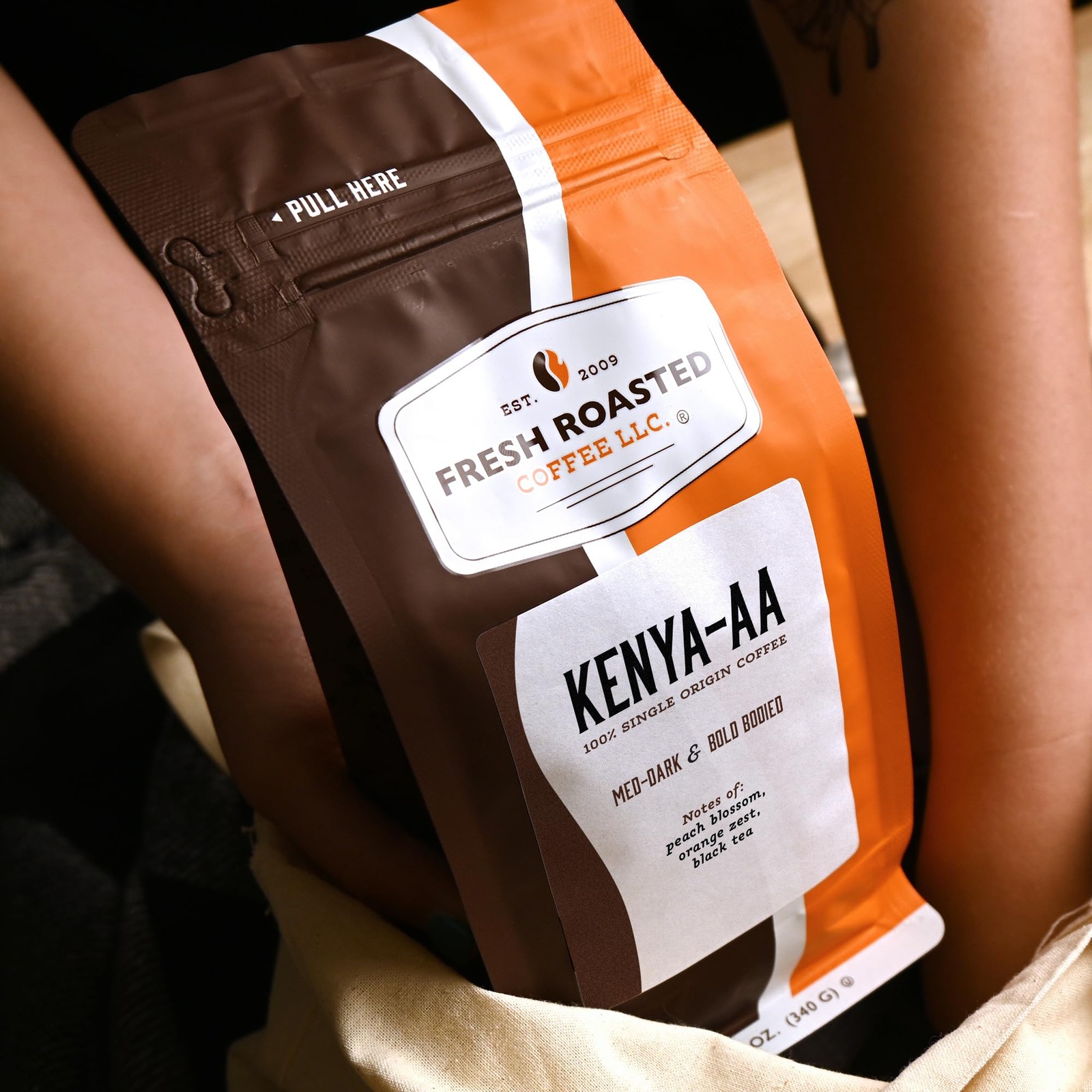 Kenya AA Whole Bean Coffee 12oz Med-Dark Roast Kosher Gourmet Arabica