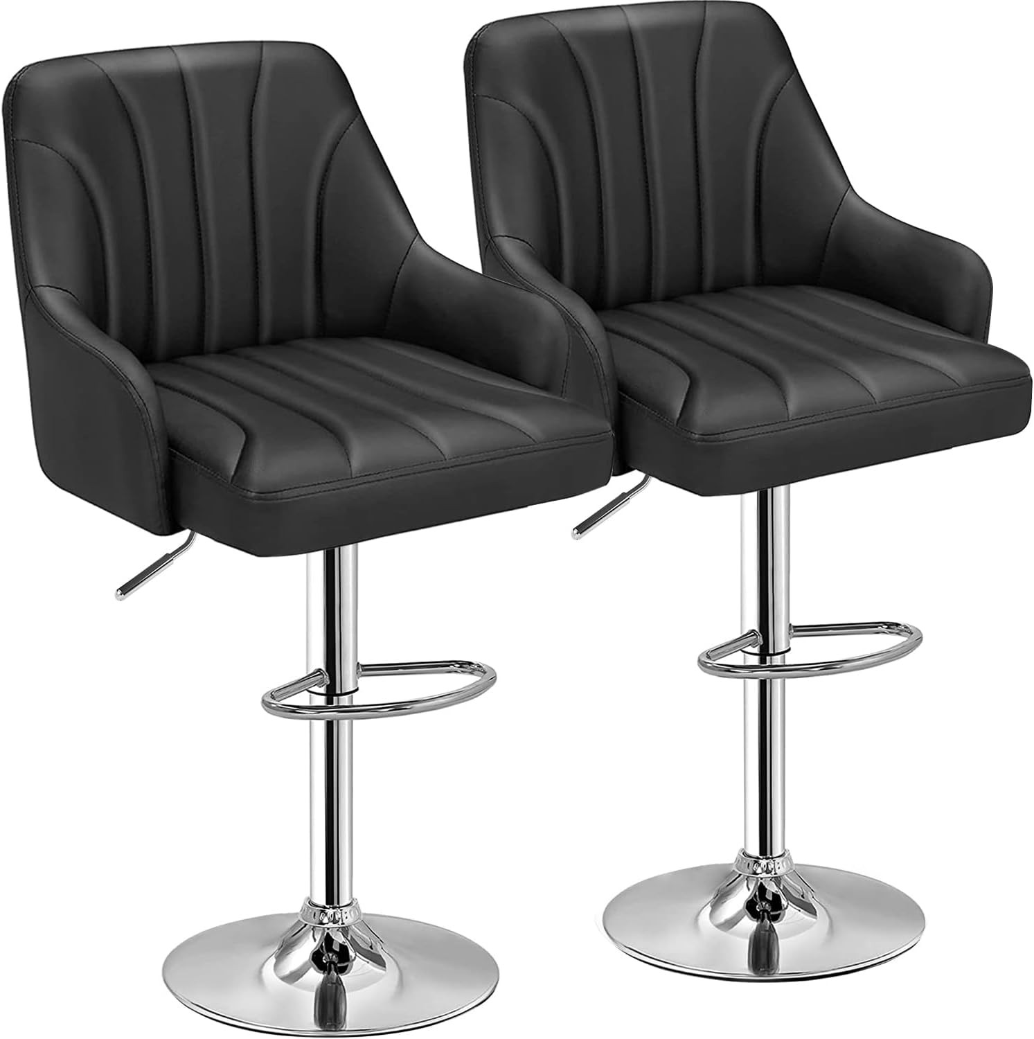 Bar Stools Set of 2, Adjustable Barstools, Counter Height Stools with Back an…