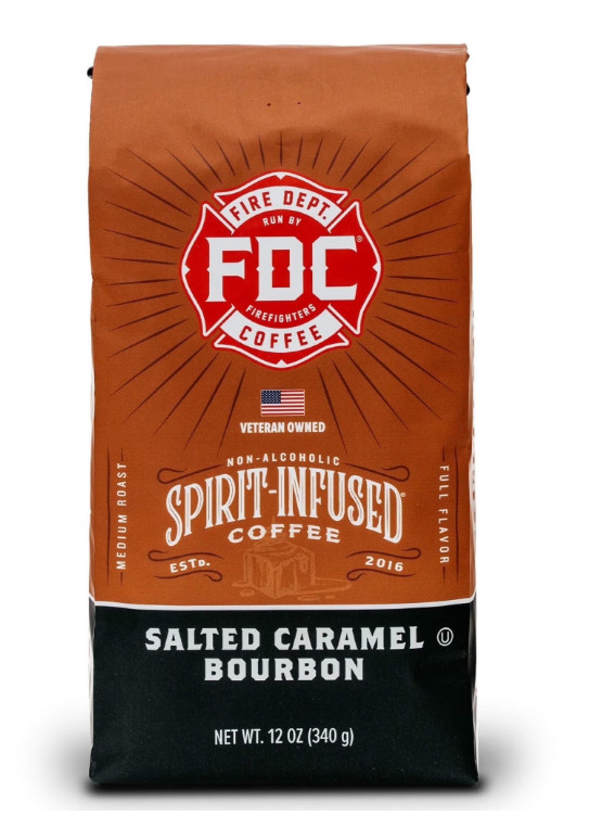 Fire Department Coffee, Salted Caramel Bourbon Infused,Medium Roast 12 oz.
