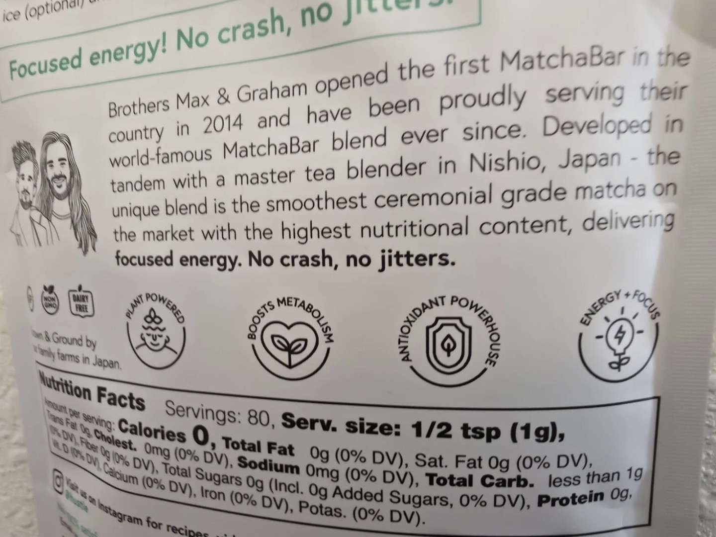 6 Pack MatchaBar Organic Ceremonial Grade Japanese Matcha Green Tea Powder 480g