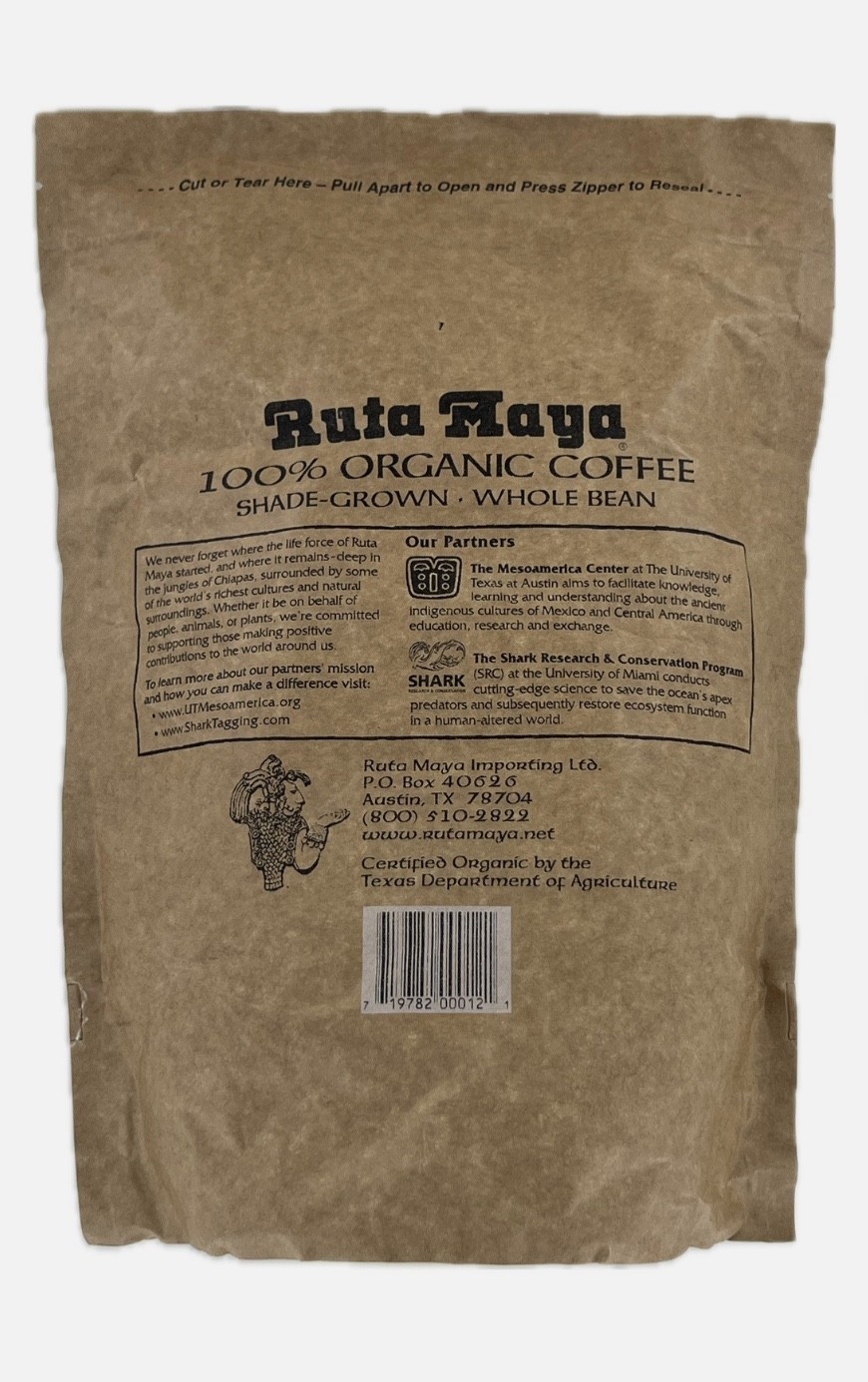 RUTA MAYA MEDIUM ROAST ORGANIC WHOLE BEAN 35.2 OZ, 2.2 LBS
