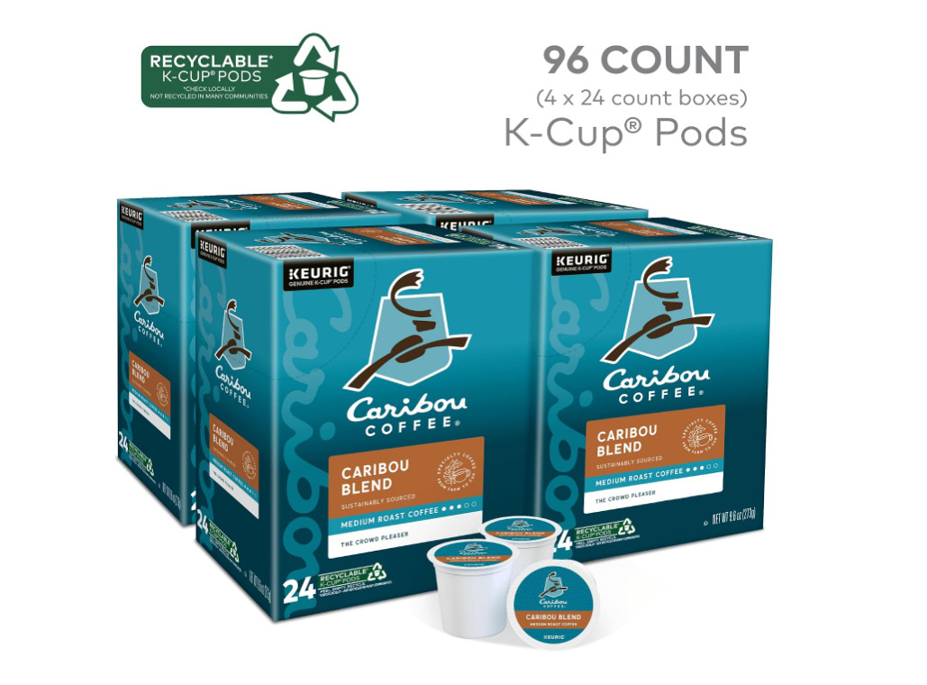 Caribou Coffee Single-Serve Coffee K-Cup,Caribou Blend, 96 Count (4 Packs of 24)