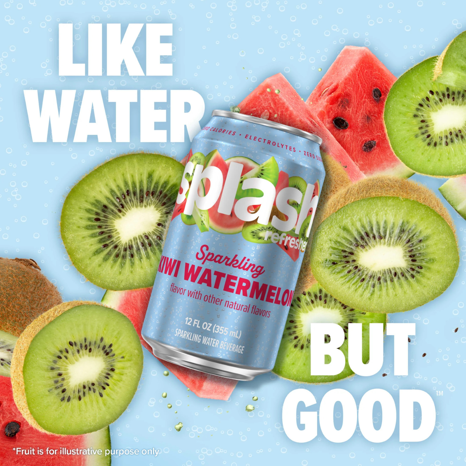 Splash Kiwi Watermelon Sparkling Water, 12 Fl Oz, 8 Cans