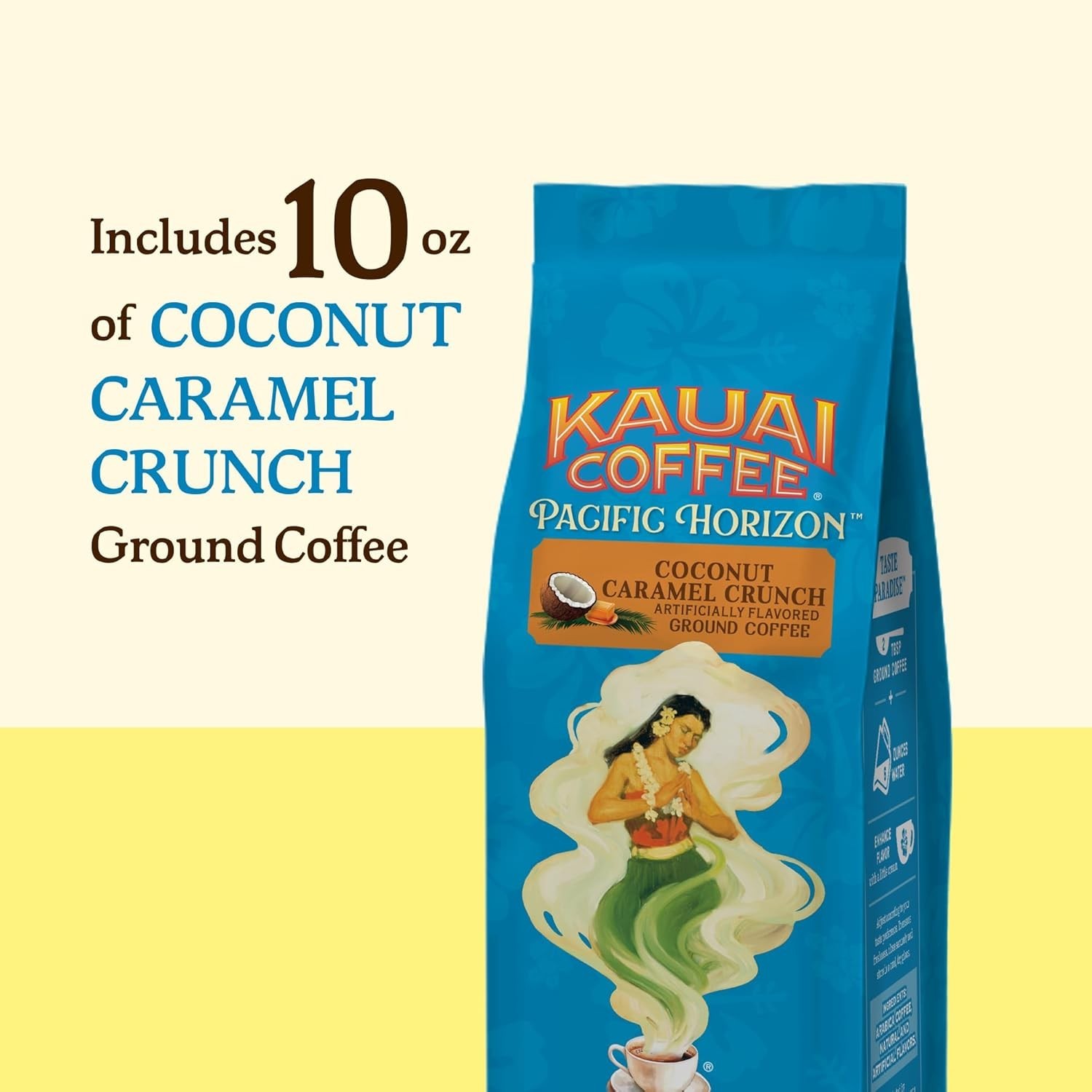 Kauai Hawaiian Ground Coffee – Coconut Caramel Crunch – 10oz Medium Roast