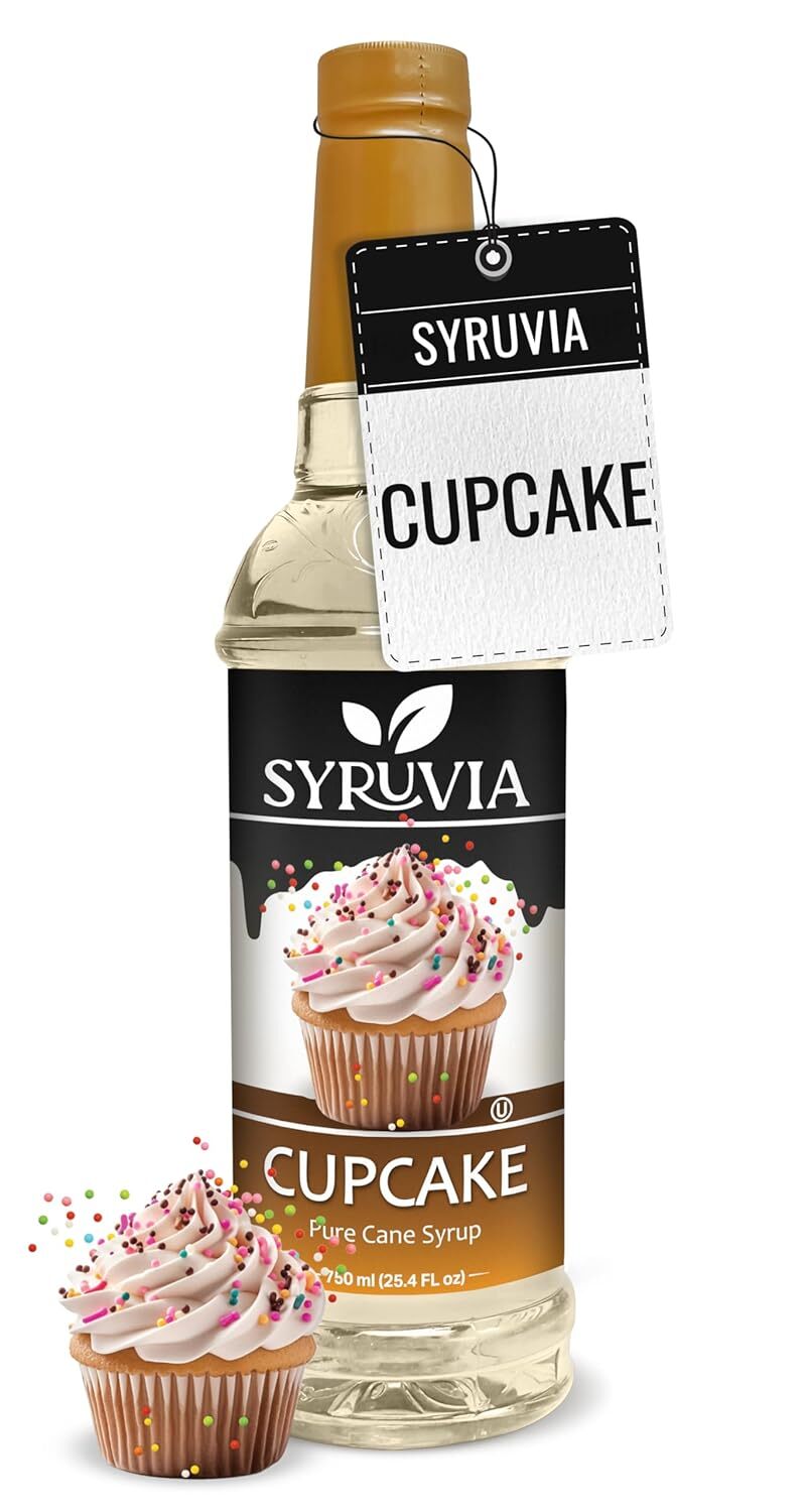 Syruvia Cupcake Syrup 25.4 fl oz, Kosher, Gluten-Free for Coffee, Dessert & More