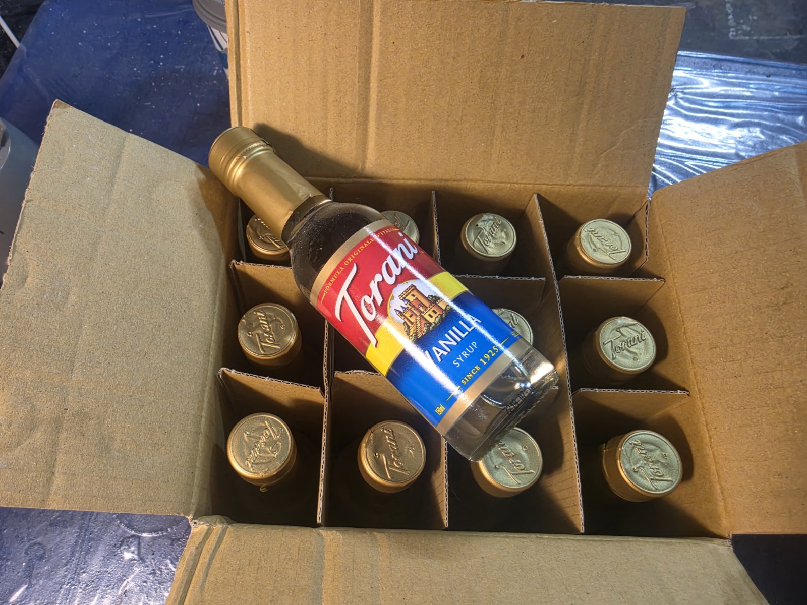 Torani Vanilla Coffee Flavoring Syrup 150 mL Glass Bottles, Case of 12
