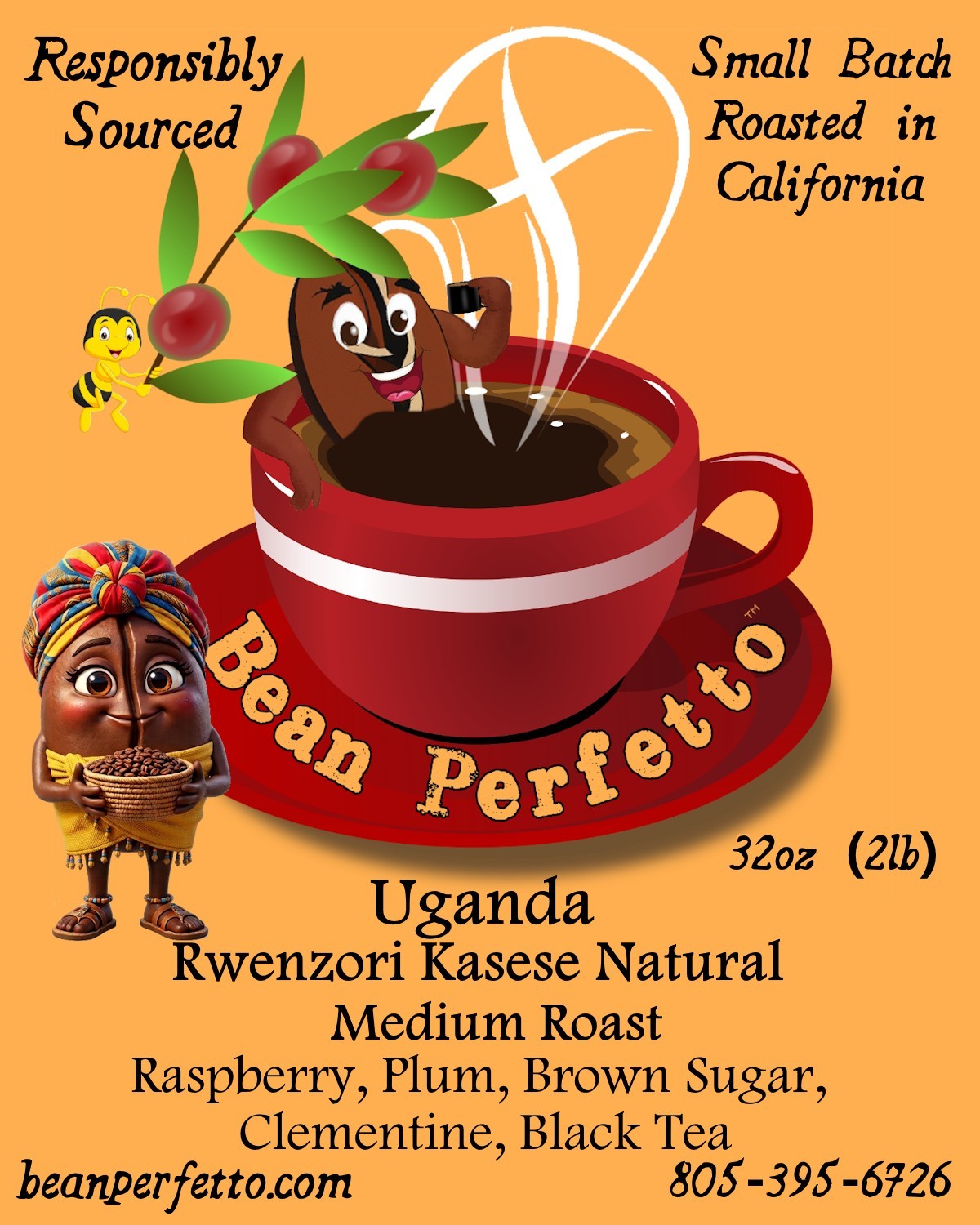 2 lb Uganda Rwenzori Kasese Natural Fresh Roasted Coffee Whole Bean