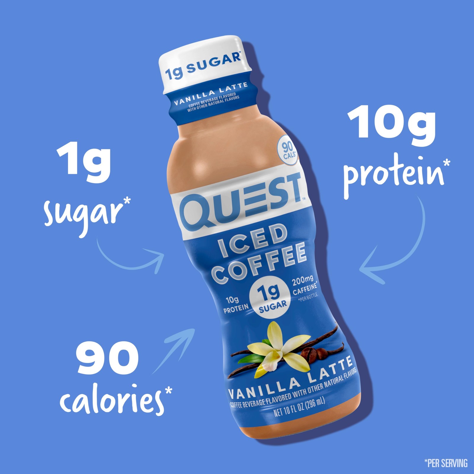 Quest Nutrition Iced Coffee, Vanilla Latte, 1g of 2.5 Fl Oz (Pack 4)