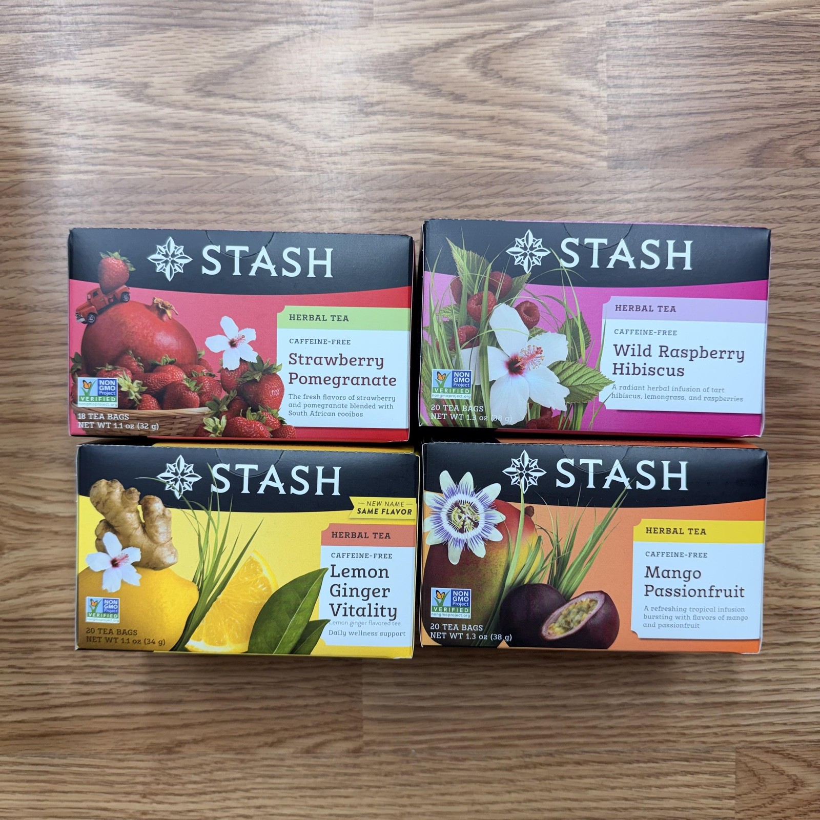 Stash Herbal Tea Variety Pack Caffeine Free 4 Boxes 78 Bags Kosher Non-GMO