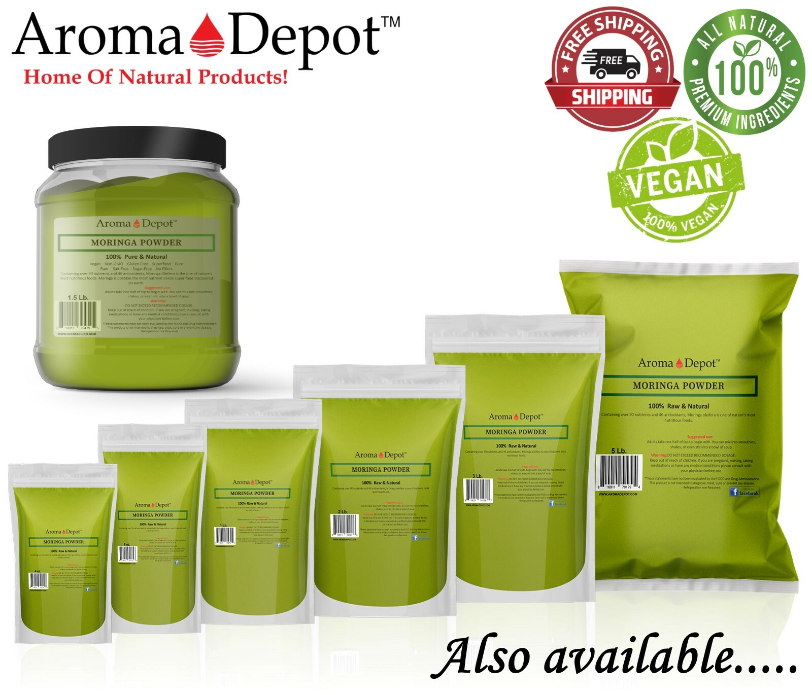 1lb Moringa oleifera Leaf Powder 100% Pure Natural Superfood Gluten Free