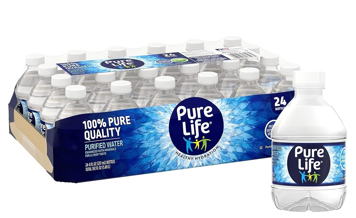 Drinking water Purified Pure Mineral Water Mini Bottles Pure Life 8 Oz / 24 Pack