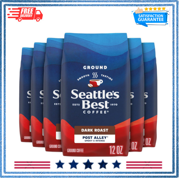 Seattle’s Best Coffee Post Alley Blend Dark Roast Ground Coffee,12Oz Bags(6 Pack
