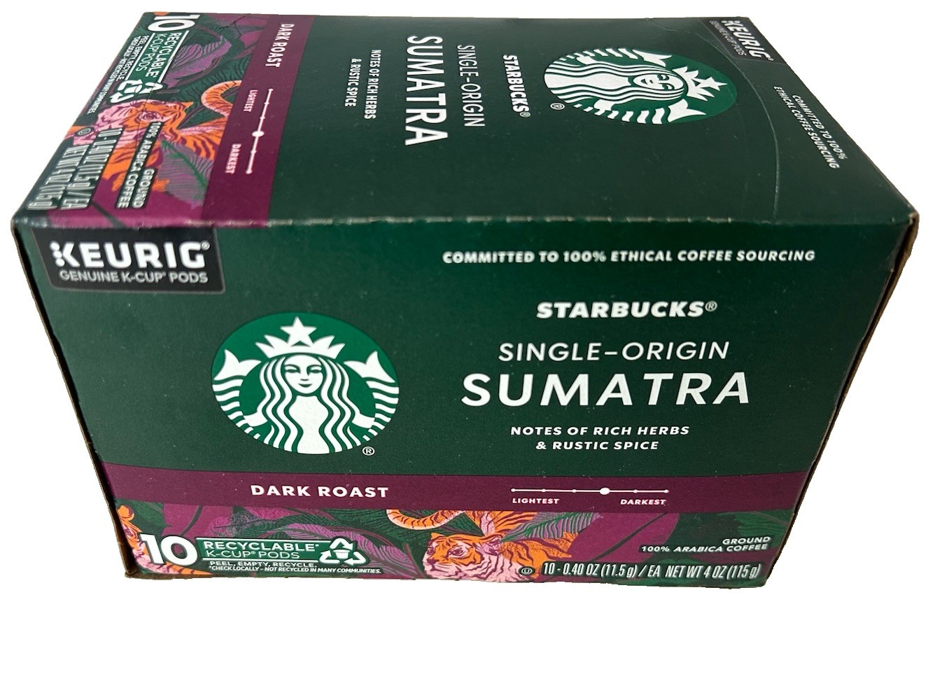 Starbucks Sumatra 10 Count K-Cups Dark Roast BB 1/2027 3 Boxes Available