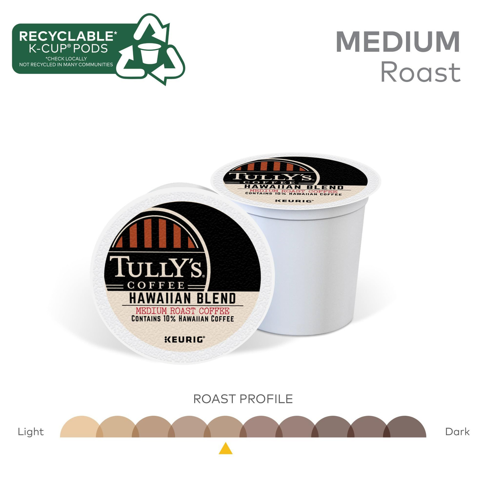 Tully’s Coffee Hawaiian Blend Keurig Single-Serve K-Cup 72 Count (Pack of 1)