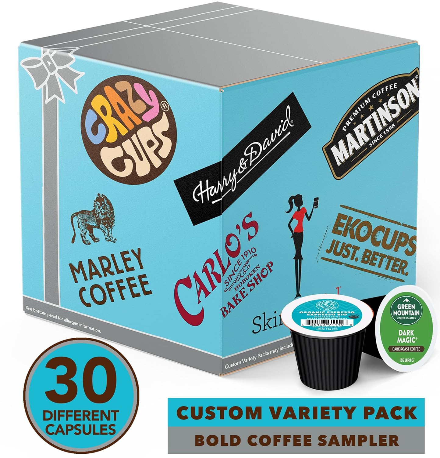 Custom Variety Pack Coffee Pod Variety Pack, Dark Roast and Bold Flavors, Single